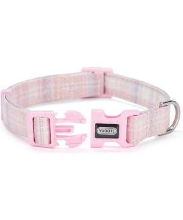 Yudote Soft Dog Collar for Small Dogs | Checkered Fabric Sensitive Skin | Light Pink (1-Pack) - Buy Online on SooperMarket.com