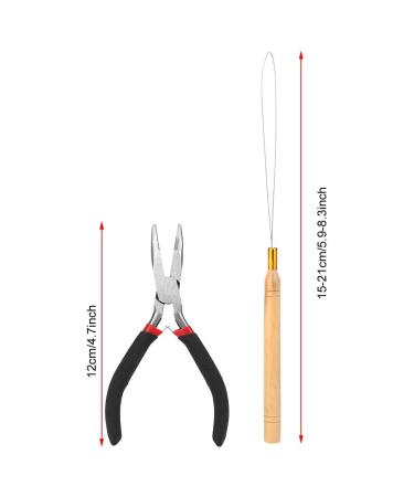 Premium Hair Extension Kit - Pliers Braiding Tools Crochet Hook & Silicone Micro Rings - Perfect for Hair Extensions & Feathers (Black) - Buy Online on SooperMarket.com