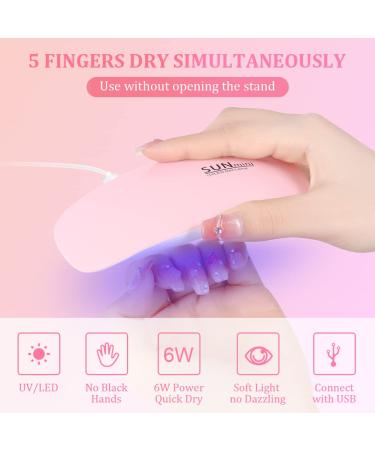 URAQT Mini Gel Nail Lamp - Portable 6W UV LED Gel Nail Dryer with USB, Professional Nail Art Tool for Gel Polish - Pink - Buy Online on SooperMarket.com