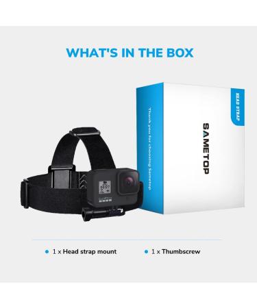 Sametop Head Strap Mount for GoPro & DJI Osmo Action Cameras - Compatible with Hero 11-1, Fusion, Max - Adjustable Headband for Hands-Free Shooting - Buy Online on SooperMarket.com