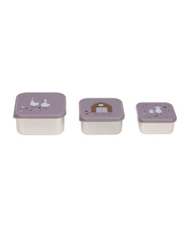 L SSIG Snack Box Set of 3 - Stainless Steel Tiny Farmer Lilac | Eco-Friendly & Durable Lunch Containers - Buy Online on SooperMarket.com