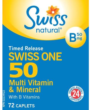 Swiss Natural Timed Release Swiss One 50 | All in One Multi Vitamin & Mineral with B Vitamins | Daily Maintenance for Overall Health | No Additives (72 Caplets) | Pack of 3 - Buy Online on SooperMarket.com
