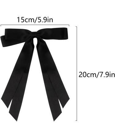 2 Pack Hair Bows for Women Black Bow Hair Clips French Barrette with Long Silky Satin Hair Ribbons for Women Girls(Black) - Buy Online on SooperMarket.com