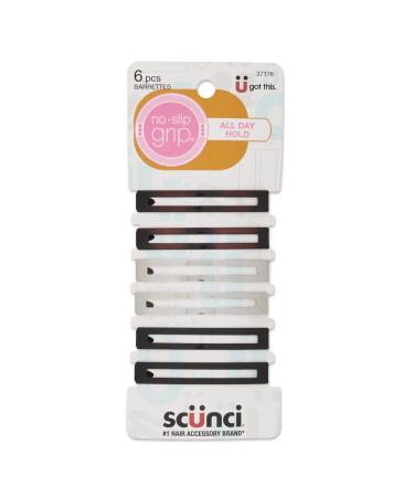 Scunci by Conair No-Slip Grip Open Center Stay Tight Barrettes Hair Clips in Assorted Neutral Metallic Colors Packaging May Vary 6 Pack 6 Pack Open Center Barrettes