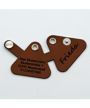 Copter farm dog brand bag for dogs on the collar |With engraving push button |Art leather real leather |Dog brand |Individually engraved on both sides (brown triangle) brown triangle