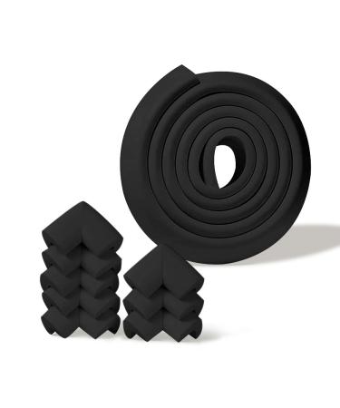 Baby Proofing set Edge and Corner Guard Protector Set 2 meters / 6.5 Feet long Edges & 8 Corner Guards Furniture and Tables Baby Child Proof Bumpers Pre-Taped Corner Cushions (Black)