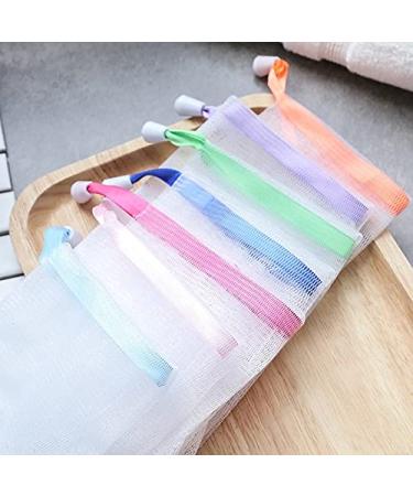 FULINJOY 6 PCS Exfoliating Mesh Soap Saver Pouch Bag for Face Cleansing - White Drawstring Pouch (Color Random) - Buy Online on SooperMarket.com