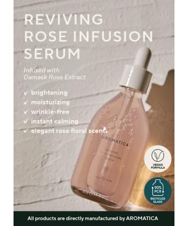 AROMATICA Reviving Rose Infusion Serum 3.38oz - Vegan Anti-Aging Hydrating Serum for Dry Skin - Buy Online on SooperMarket.com