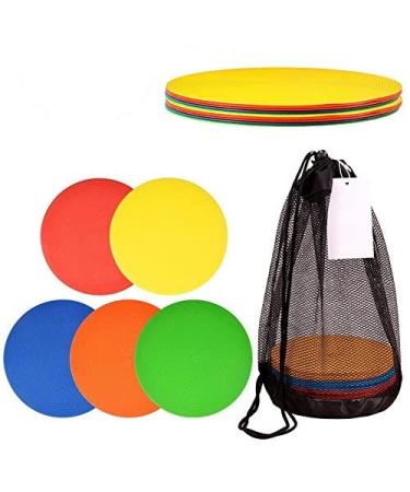VGEBY 10Pcs Spot Markers, Flat Disc Markers Round Silicone Speed Agility Training Spot Cones Field Marker for Soccer, Basketball, Baseball Athletics Supplies