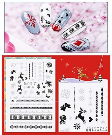 Brishow Christmas Nail Stickers 8 Sheets Nail Polish Stickers Self-Adhesive Elk Snow Nail Art Decals Full Wraps Nail Art Designs for Women Girls - Buy Online on SooperMarket.com