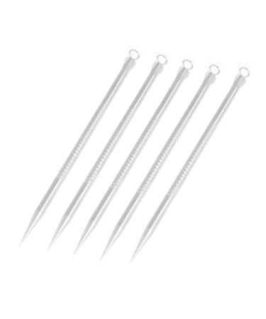 Ruilogod Metal Skin Care Blackhead Pimple Remover Acne pin 8cm Length 5pcs Silver Tone