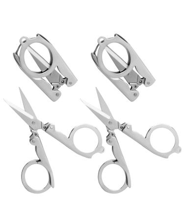 Folding Scissors, 4Pcs Stainless Steel Small Scissors Pocket Portable Foldable Travel Scissors Tiny Mini Craft Cutter 4 Pcs