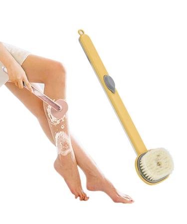 BTSEURY Long Handle Liquid Bath Brush Detachable Back Body Bath Scrubber Exfoliating Soap Dispensing Bath Brush (Yellow
