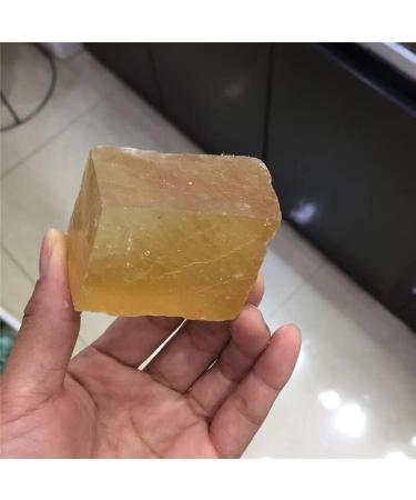 Natural Orange Calcite aquare Crystal Gemstone Reiki Iceland Spar Crystal Cube - Buy Online on SooperMarket.com