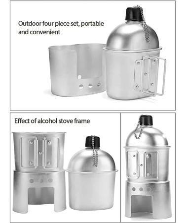 Portable Military Canteen Cup Stove Pouch Set for Camping & Hiking - 4Pcs/Set - Buy Online on SooperMarket.com