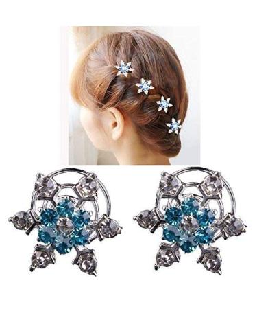 Musuntas 6 Set Beautiful stars Flowers Hair spiral hair needles pearl rhinestone bridal wedding pearl rhinestone hairs spiral bluen (
