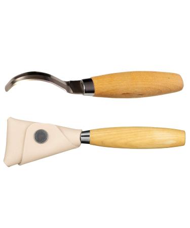 Morakniv 163 Double-Edged Stainless Steel Hook Knife With Leather Sheath For Wood Carving