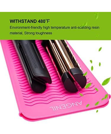 ANGENIL Silicone Mat Pouch for Professional Hair Straightener/Curling Iron 2 in 1 Titanium Ceramic Flat Iron/Curling Wand Pink - Buy Online on SooperMarket.com