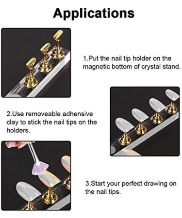 New Magnetic Acrylic Manicure Tools Nail Practice Hand Nail Exercise Base Nail Supplies Nail Tips Gold Display Stand - Buy Online on SooperMarket.com