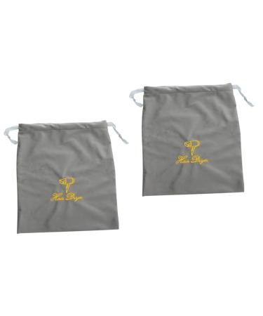 Baluue 2pcs Hair Curler Travel Bag Fabric Hair Dryer Travel Pouch Grey Drawstring Bag 30.00X25.00X0.50CMx2pcs Greyx2pcs