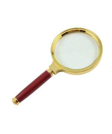 XENITE Glass with Light High-Grade Beautiful Glass Imitation Mahogany Handle Gold-Plated 2X 4X 25x Lightweight Handheld Glass OfficeProducts Magnifier