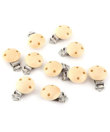 10pcs/lot Baby Pacifier Holder Boys and Girls Cute Round Wood Natural Baby Pacifier Clip Charm Infant Nipple Clasps 3 Holes
