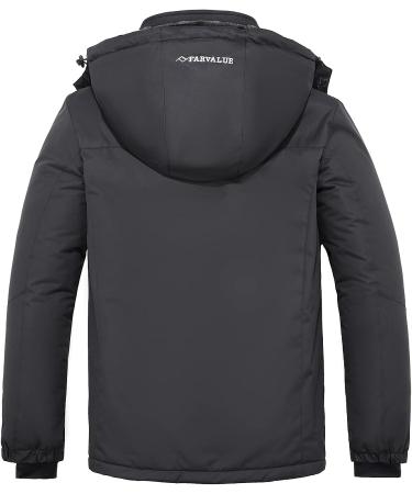 Farvalue Men's Waterproof Ski Jacket | Winter Warm Snow Coat with Hood - Grey | Large Size - Buy Online on SooperMarket.com