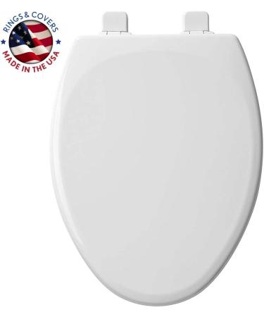 MAYFAIR 1843SLOW 000 Lannon Elongated Toilet Seat with Slow Close and Never Loosen Feature - Durable White Enameled Wood - 1 Pack - Buy Online on SooperMarket.com