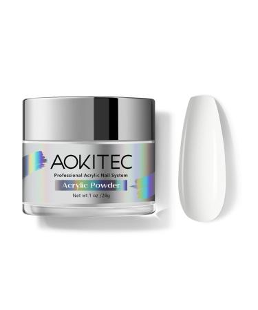 Aokitec White Acrylic Powder for Nails Professional Acrylic Nail Powder Lasting Acrylic Powder for Extension French Nail Art Acrylic Nail Supplies Sets for Nails Beginners or Salon (1oz) 1 OZ White