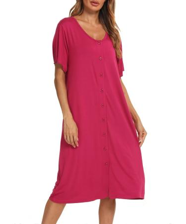 Jecarden Women's Maternity Nightgown - Short Sleeve Modal Cotton Sleepwear in Red XL - Buy Online on SooperMarket.com