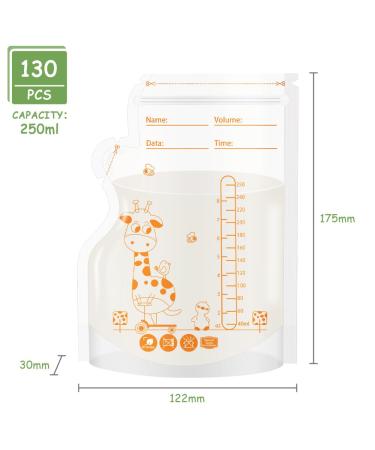 AOLO 130 BPA-Free Breast Milk Storage Bags - 250ml Spout-Proof & Space-Saving for Freezing & Breastfeeding - Buy Online on SooperMarket.com
