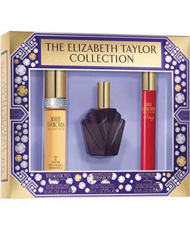 Elizabeth Taylor Fragrance Collection Eau de Toilette 3-Piece Set for Women (White Diamonds, Passion, White Diamonds En Rouge) White Diomands, Passion, En Rouge