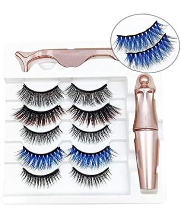 Pyatofly 5 Pairs of Mixed Style Color Magnetic Eyelashes Waterproof Eyeliner Tweezers Set Thick Magnetic Eyelashes - Buy Online on SooperMarket.com