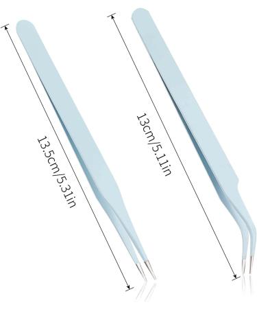 2 PCS Stainless Steel Straight and Curved Tip Lash Extension Tweezers for Nail Art and Eyelashes - Buy Online on SooperMarket.com