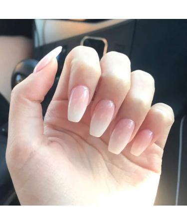 Brishow Short Fake Nails Peach Gradient Ballerina - 24pcs Full Cover Acrylic Stick on Nails for Women and Girls - Buy Online on SooperMarket.com