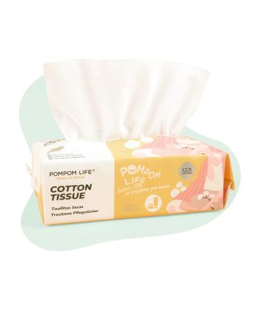 POMPOM LIFE Disposable Face Towel  Ultra Soft Thick Wash Cloths for Adults and Baby  100% Cotton Dry Wipes for Washing and Drying  100 Count Facial Tissue for Cleansing  Skincare  Makeup Remover 100 Count (Pack of 1)