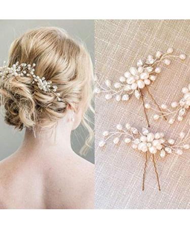 Shegirl Bridal Wedding Hairpin Delicate Pearl Rhinestone Hair Jewelry Manual Silver Headpiece Wedding Accessories for Bridal and Women 2PCS(Silver)