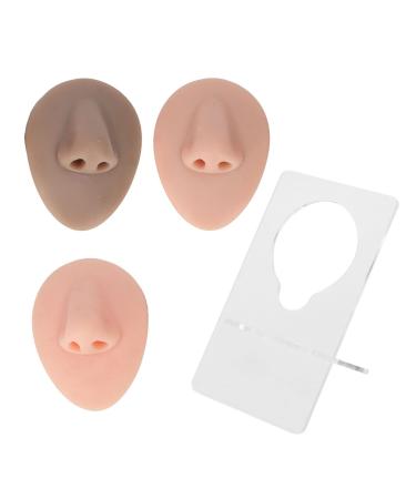 3-part silicone nose model soft simulated 3D native part shows model with acrylic stand for piercing practice display lessons