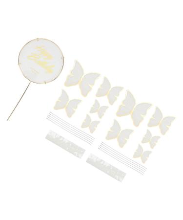 Cake Topper Cake Insert Inedible 3D Effect Colorful for Wedding for Birthday Party (White)