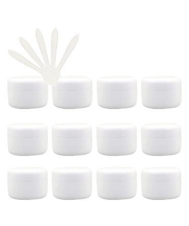 Zeoabsy 12 pieces 10ml white plastic empty can cosmetic lotion cream creme with screw cap inner lining for cream cans nail art lip balm cream + 5 x spoon white 10ml