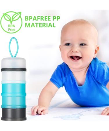 Vicloon Baby Milk Powder Dispenser - 4 Layer Portable Container for Kids - Stackable Snack Storage - Gray & Blue - Buy Online on SooperMarket.com