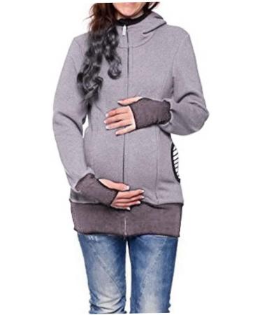 SouiWuzi Baby Carrier Hoodie Maternity Kangaroo Jacket Coat Sweatshirt - Gray - Buy Online on SooperMarket.com