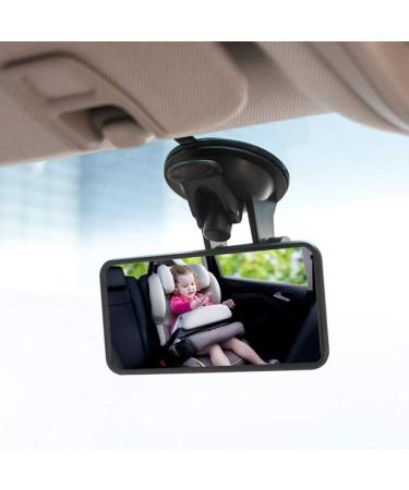 Adjustable Baby Car Mirror | Wide Angle Convex Rearview Mirror for Toddler | Suction Cup | Black - Buy Online on SooperMarket.com