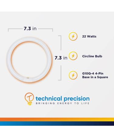 T5 22W Circular Bulb Replacement for Zadro 7-in Surround Light by Technical Precision Replacement Bulb for Lighted Mirror / Makeup Mirror - G10Q-4 4-Pin Base - 6500K Cool Daylight - 12000 Hours - Buy Online on SooperMarket.com