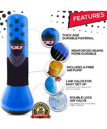 Whoobli Kids Punching Bag Set Ninja Blue | Adjustable Boxing Bag for 3-10 Years Old | Includes Boxing Gloves | Toy for Boys & Girls (Red White) - Buy Online on SooperMarket.com