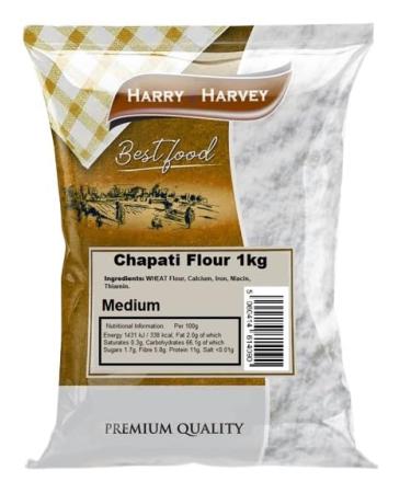 Chapati Flour 1kg Medium Roti Indian Pakistani Flat Bread Harry Harvey Cook at home Parantha or Naan