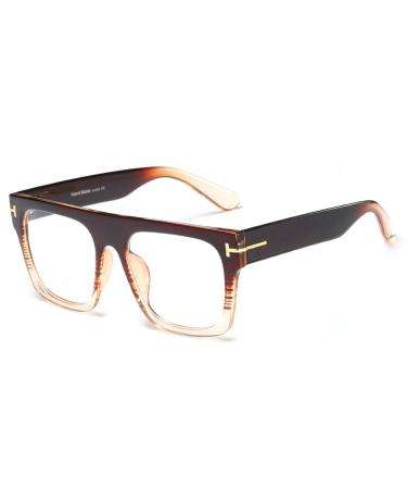 Jurchio Unisex classic glasses for men and women |Space glasses frame in the vintage look |Without strength clear glass glasses glasses with glasses case brown