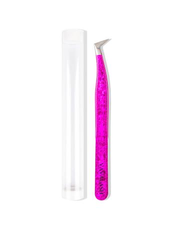 VAVALASH Lash Tweezers For Eyelash Extensions Pink Ice Crack Volume Boot Tweezers For Making Volume And Classic Fans 1 PCS Professional Individual Lashes Tweezer (Pink, V02) Pink-V02 1 Pcs