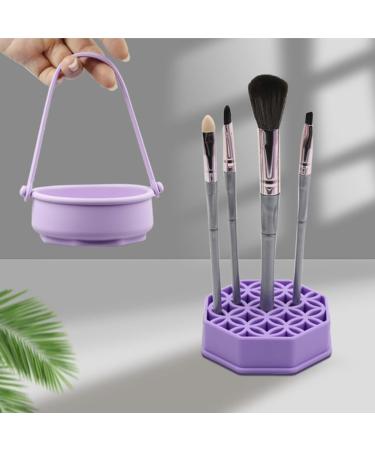 Makeup Brush Clean Set Makeup Brush Cleaning Mat&Hanging Drying Net Hangable Makeup Brush Cleaning Bowl with Drying Makeup Brush Holder for Brushes Makeup Sponge Powder Puff (Purple) - Buy Online on SooperMarket.com