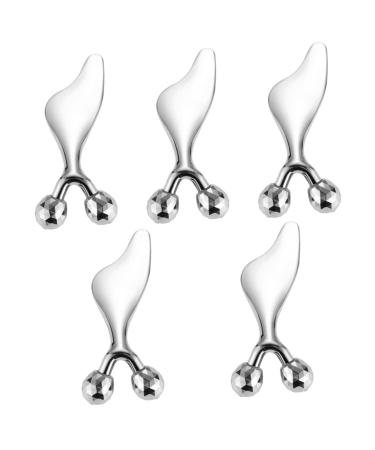 Beavorty 5pcs Dolphin Scraping Board Tool Walker Eye Massage Rollers Facial Rollers Face Roller Massaging Roller Skin Care Roller Stainless Steel Massager Woman Double Ball 11.40X4.70X3.00CMx5pcs Silverx5pcs